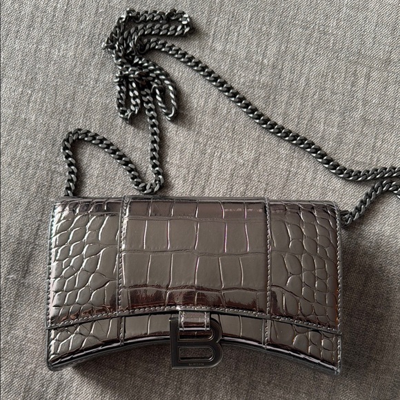 Balenciaga Silver Croc Chain Bag - Picture 1 of 8